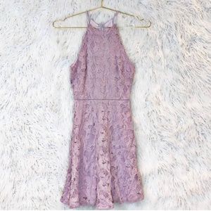 🌸 Aqua Lace Halter Mini Dress,  NWT Size L